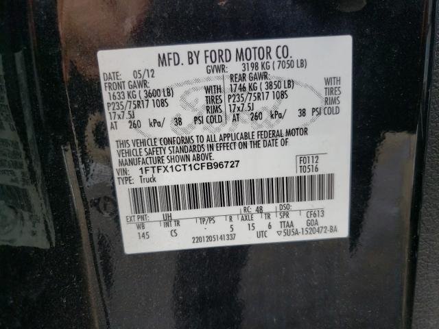 Photo 9 VIN: 1FTFX1CT1CFB96727 - FORD F150 SUPER 