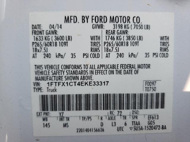 Photo 9 VIN: 1FTFX1CT4EKE33317 - FORD F150 SUPER 