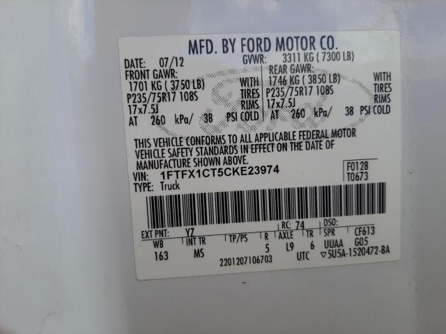 Photo 11 VIN: 1FTFX1CT5CKE23974 - FORD F150 SUPER 