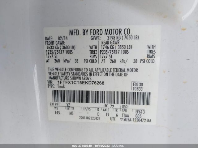 Photo 8 VIN: 1FTFX1CT5EKD76268 - FORD F-150 