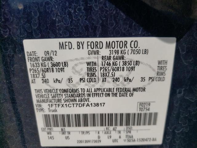 Photo 9 VIN: 1FTFX1CT7DFA13817 - FORD F150 SUPER 