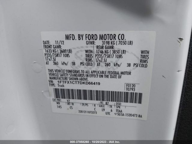 Photo 8 VIN: 1FTFX1CT7DKD66419 - FORD F-150 