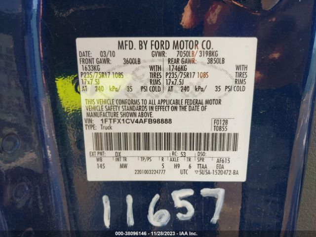 Photo 8 VIN: 1FTFX1CV4AFB98888 - FORD F-150 