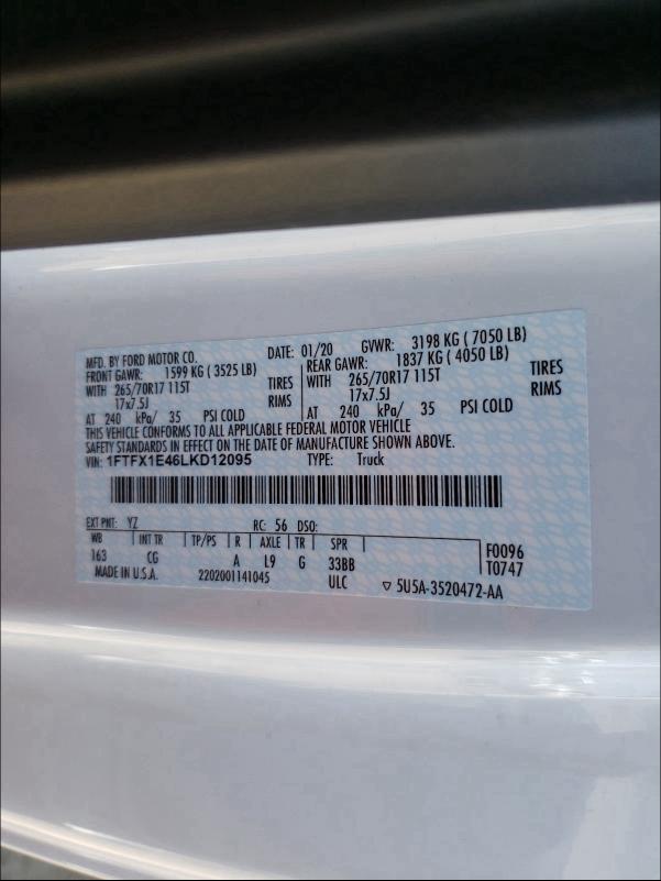 Photo 9 VIN: 1FTFX1E46LKD12095 - FORD F150 SUPER 