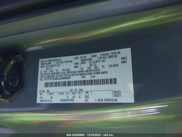 Photo 8 VIN: 1FTFX1E49LKD86997 - FORD F-150 