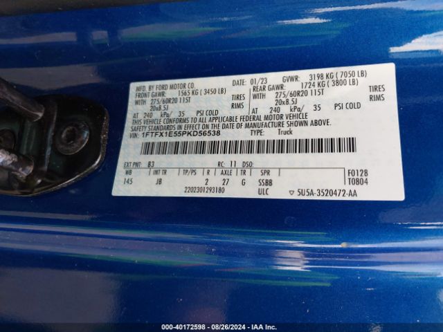 Photo 8 VIN: 1FTFX1E55PKD56538 - FORD F-150 