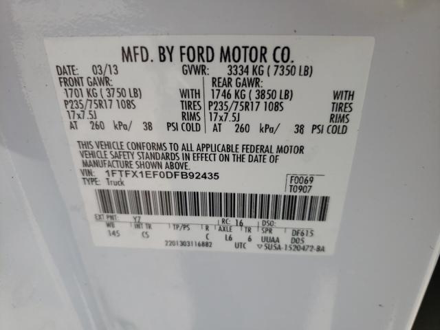 Photo 9 VIN: 1FTFX1EF0DFB92435 - FORD F150 SUPER 