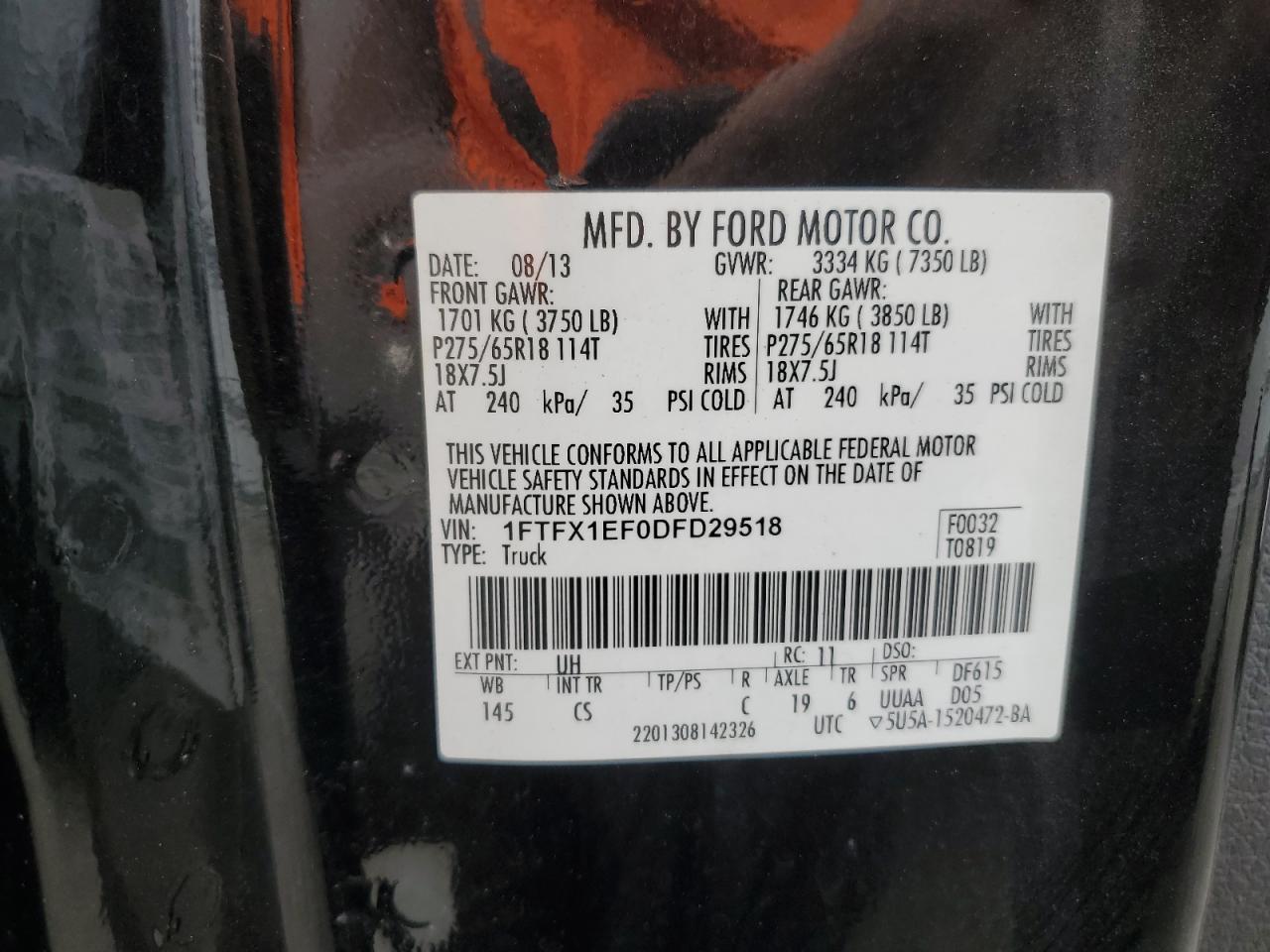 Photo 11 VIN: 1FTFX1EF0DFD29518 - FORD F-150 