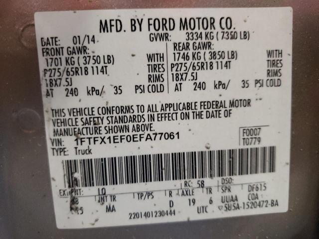 Photo 11 VIN: 1FTFX1EF0EFA77061 - FORD F150 SUPER 