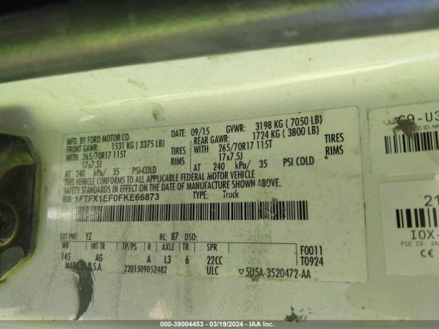 Photo 8 VIN: 1FTFX1EF0FKE66873 - FORD F-150 