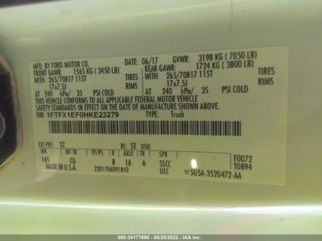 Photo 8 VIN: 1FTFX1EF0HKE23279 - FORD F-150 