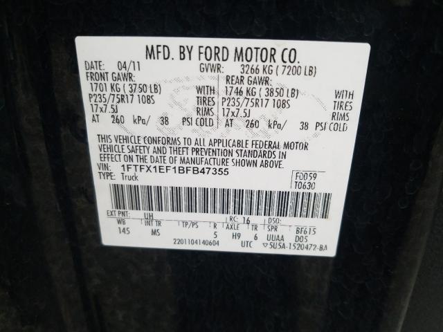 Photo 9 VIN: 1FTFX1EF1BFB47355 - FORD F150 SUPER 