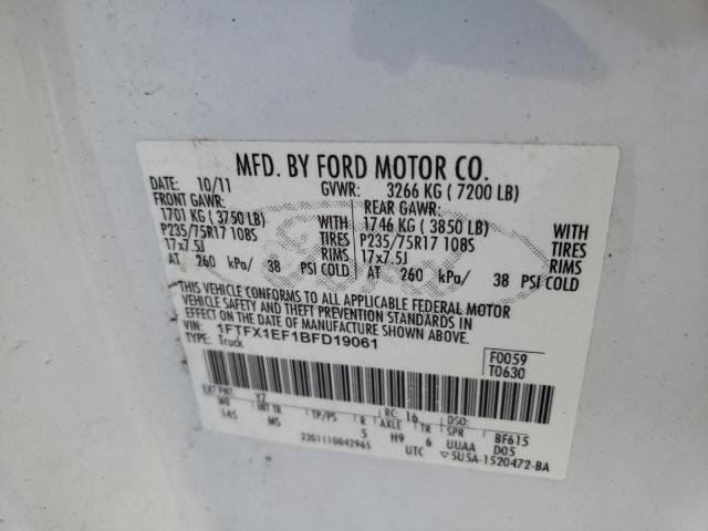 Photo 9 VIN: 1FTFX1EF1BFD19061 - FORD F150 SUPER 