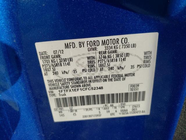 Photo 11 VIN: 1FTFX1EF1CFC52348 - FORD F150 SUPER 