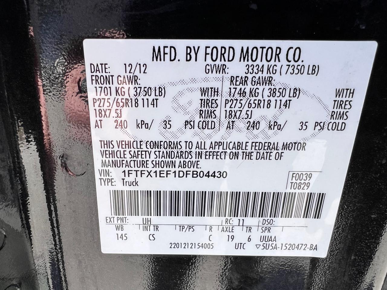 Photo 9 VIN: 1FTFX1EF1DFB04430 - FORD F-150 