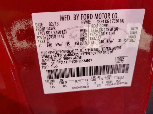 Photo 9 VIN: 1FTFX1EF1DFB58567 - FORD F150 SUPER 