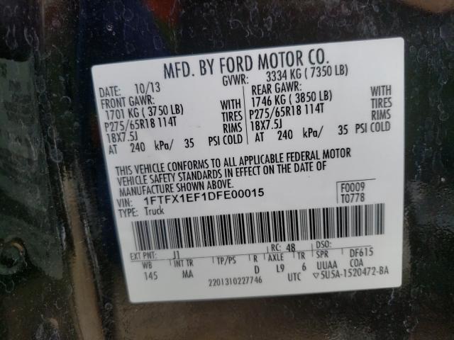 Photo 9 VIN: 1FTFX1EF1DFE00015 - FORD F150 SUPER 