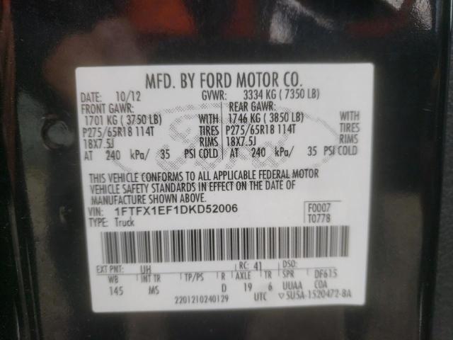 Photo 9 VIN: 1FTFX1EF1DKD52006 - FORD F150 SUPER 