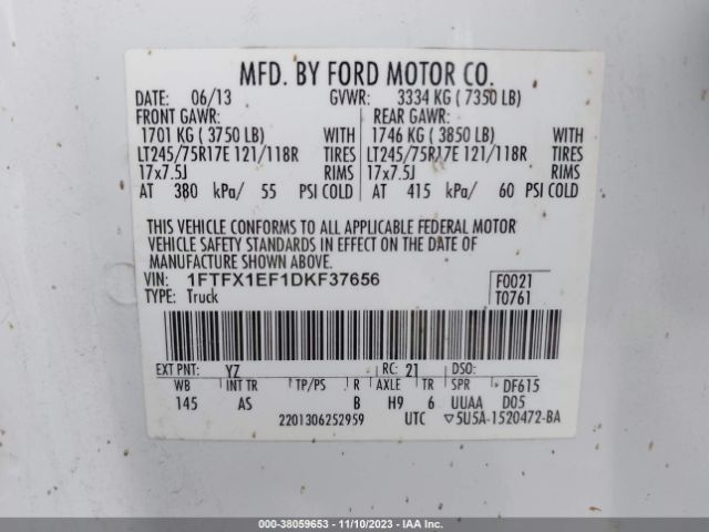 Photo 8 VIN: 1FTFX1EF1DKF37656 - FORD F-150 