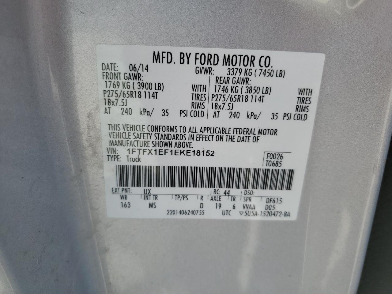 Photo 11 VIN: 1FTFX1EF1EKE18152 - FORD F-150 