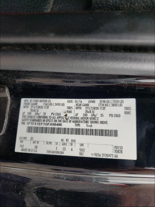 Photo 9 VIN: 1FTFX1EF1GFA98486 - FORD F150 SUPER 