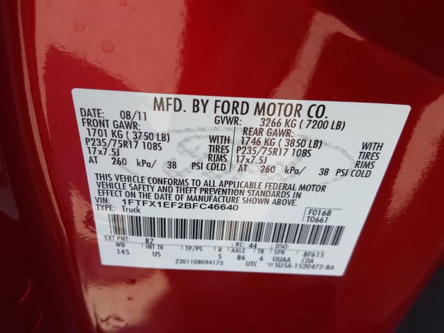 Photo 9 VIN: 1FTFX1EF2BFC46640 - FORD F150 SUPER 