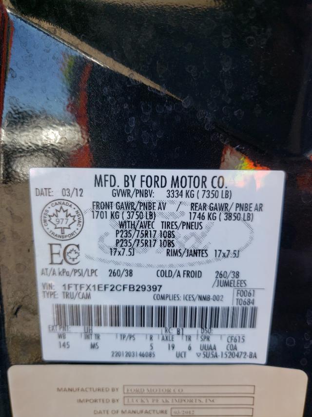 Photo 9 VIN: 1FTFX1EF2CFB29397 - FORD F150 SUPER 