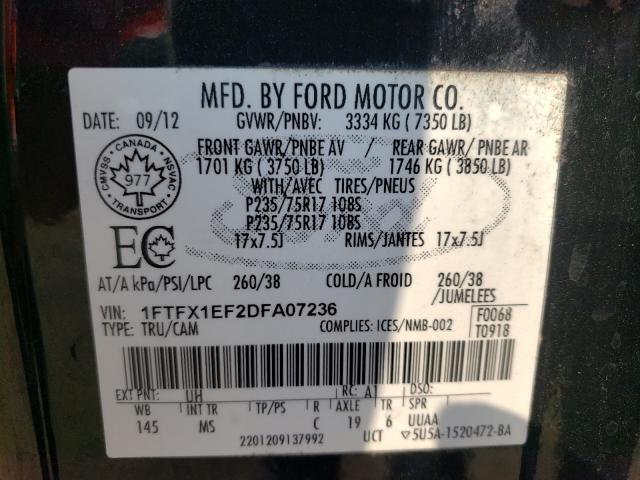 Photo 9 VIN: 1FTFX1EF2DFA07236 - FORD F150 SUPER 