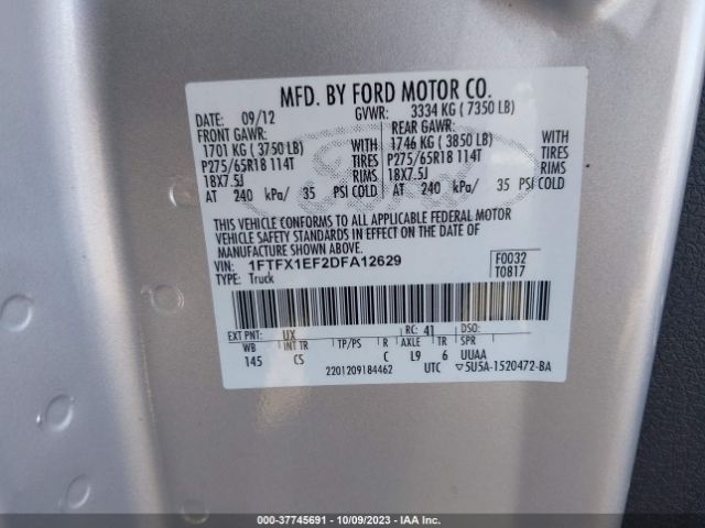 Photo 8 VIN: 1FTFX1EF2DFA12629 - FORD F-150 