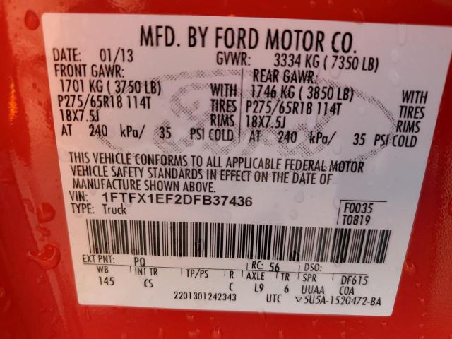 Photo 11 VIN: 1FTFX1EF2DFB37436 - FORD F-150 