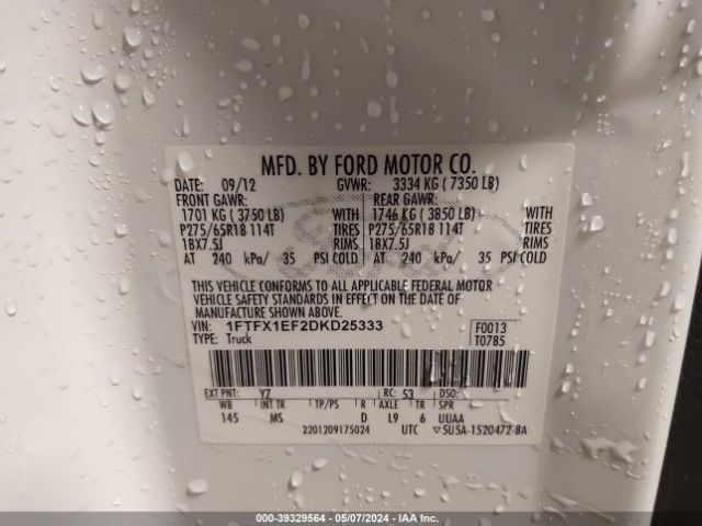 Photo 8 VIN: 1FTFX1EF2DKD25333 - FORD F-150 