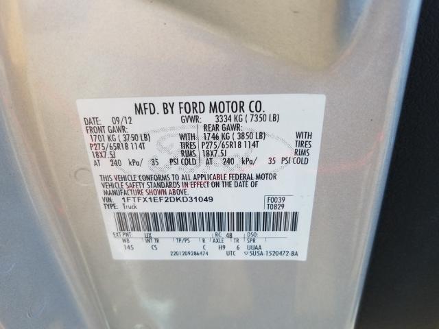 Photo 9 VIN: 1FTFX1EF2DKD31049 - FORD F150 SUPER 