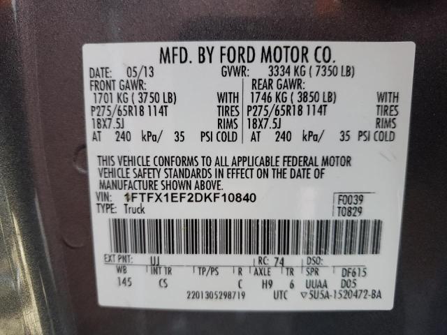 Photo 11 VIN: 1FTFX1EF2DKF10840 - FORD F150 SUPER 