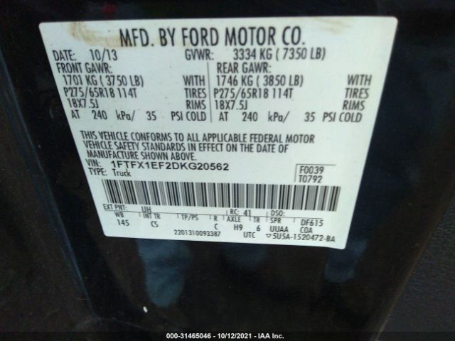 Photo 8 VIN: 1FTFX1EF2DKG20562 - FORD F-150 