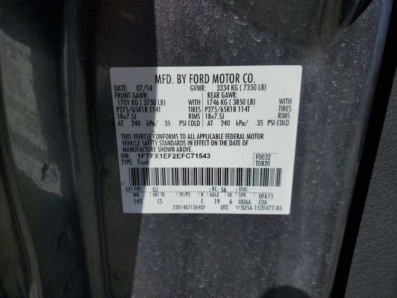 Photo 11 VIN: 1FTFX1EF2EFC71543 - FORD F-150 