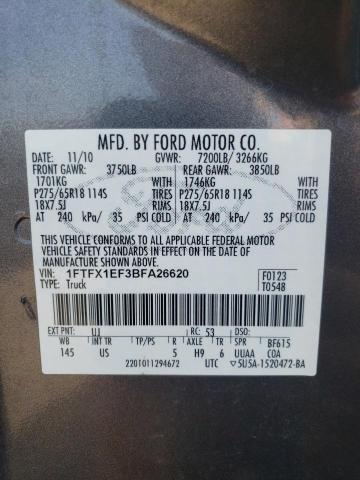 Photo 11 VIN: 1FTFX1EF3BFA26620 - FORD F150 SUPER 