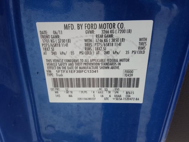 Photo 9 VIN: 1FTFX1EF3BFC13341 - FORD F150 SUPER 