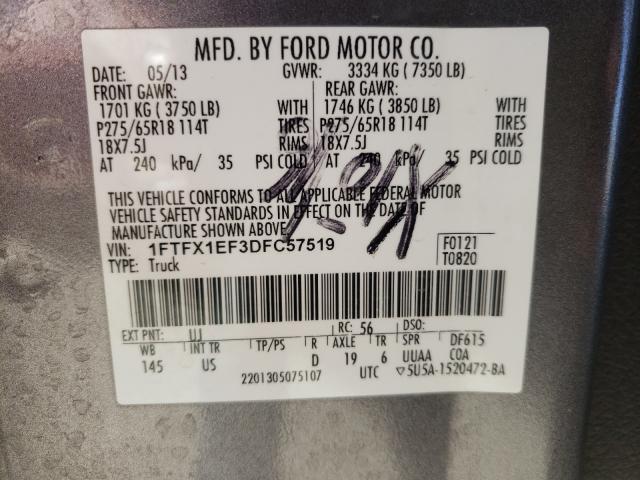 Photo 9 VIN: 1FTFX1EF3DFC57519 - FORD F150 SUPER 