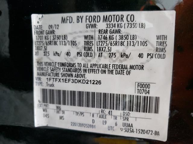 Photo 9 VIN: 1FTFX1EF3DKD21226 - FORD F150 SUPER 