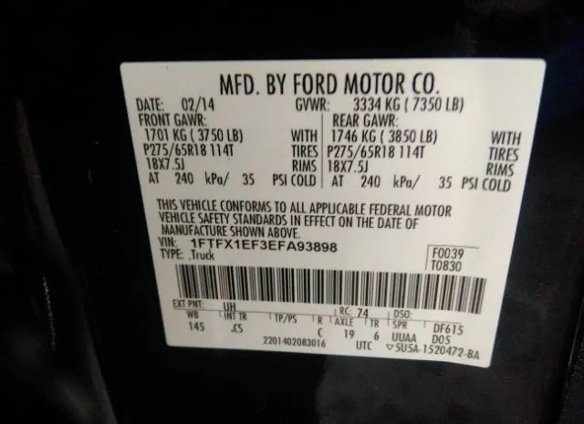 Photo 8 VIN: 1FTFX1EF3EFA93898 - FORD F-150 