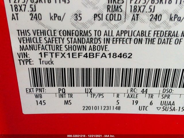 Photo 8 VIN: 1FTFX1EF4BFA18462 - FORD F-150 