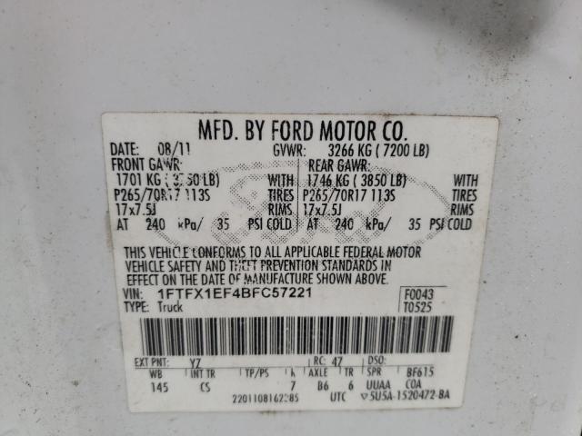 Photo 9 VIN: 1FTFX1EF4BFC57221 - FORD F150 SUPER 