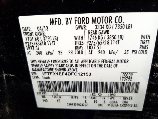 Photo 9 VIN: 1FTFX1EF4DFC12153 - FORD F-150 