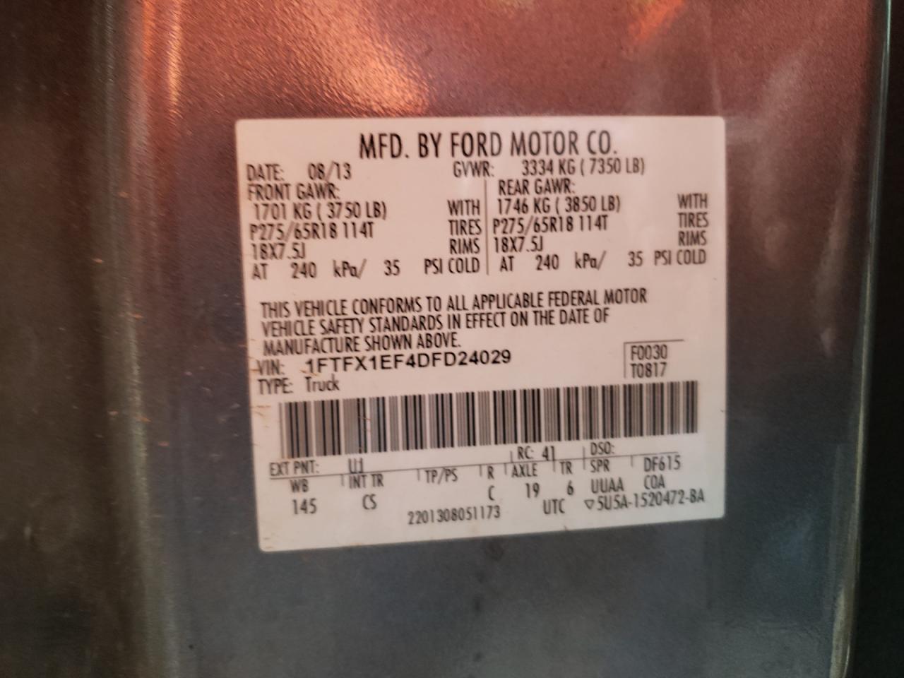 Photo 11 VIN: 1FTFX1EF4DFD24029 - FORD F-150 