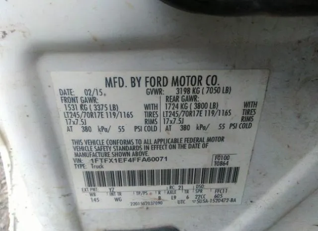 Photo 8 VIN: 1FTFX1EF4FFA60071 - FORD F-150 