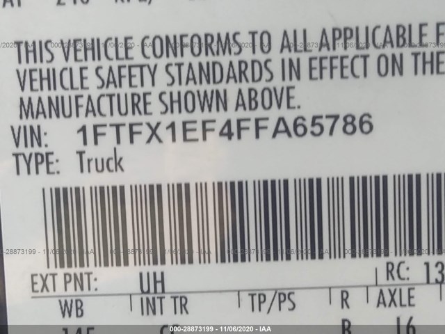 Photo 8 VIN: 1FTFX1EF4FFA65786 - FORD F-150 