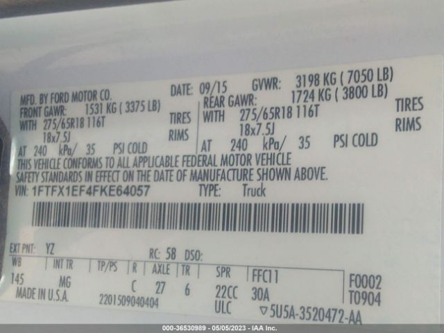 Photo 8 VIN: 1FTFX1EF4FKE64057 - FORD F-150 