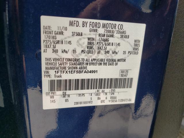 Photo 9 VIN: 1FTFX1EF5BFA04991 - FORD F150 SUPER 