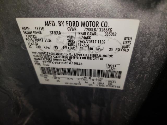 Photo 9 VIN: 1FTFX1EF5BFA15523 - FORD F150 SUPER 