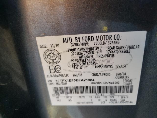 Photo 9 VIN: 1FTFX1EF5BFA21984 - FORD F150 SUPER 